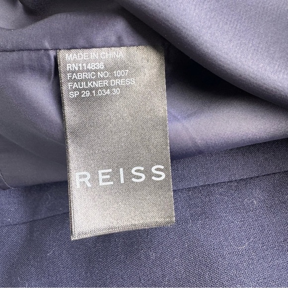 REISS Tailored V-Neck Faulkner Dress Navy Blue Size 10 - Picture 5 of 9